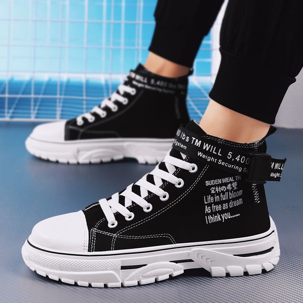 men casual shoes fashion canvas shoes high flats vulcanized summer breathable trainers lace up male tenis feminino, Black
men casual shoes fashion canvas shoes high flats vulcanized summer breathable trainers lace up male tenis feminino, Black