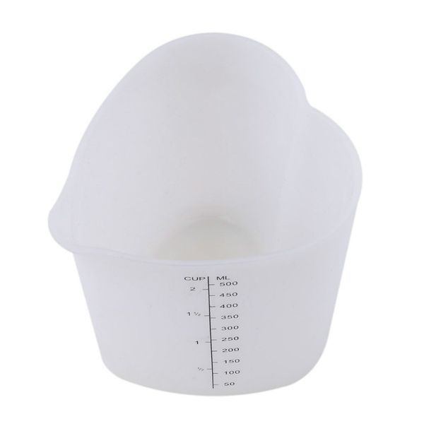 500ml flexible heart-shaped silicone measure stir pour measuring cup diy tool 
500ml flexible heart-shaped silicone measure stir pour measuring cup diy tool