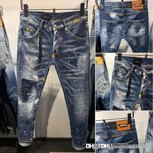 new arrival designer jeans fashion street card slim wash jeans pour hommes fashion holes trousers italy size, Blue
new arrival designer jeans fashion street card slim wash jeans pour hommes fashion holes trousers italy size, Blue