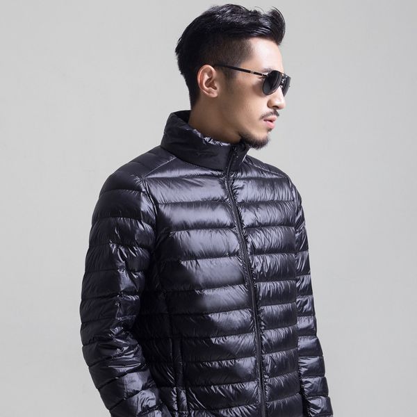 2020 autumn winter mens white duck down jacket light and thin solid color down coat casual male slim stand collar zip outwear, Black
2020 autumn winter mens white duck down jacket light and thin solid color down coat casual male slim stand collar zip outwear, Black