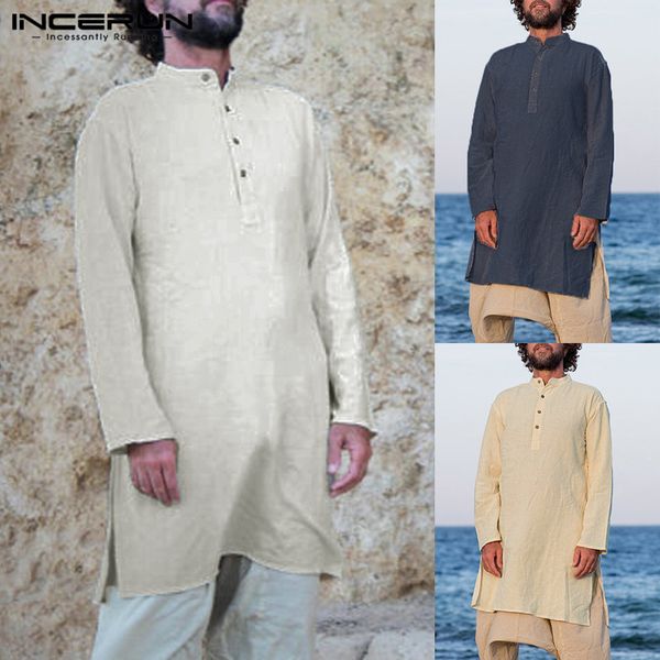 incerun mens kurta suit long sleeve shirt stand collar cotton long shirts middle east arab islamic men clothing kaftan male, White;black
incerun mens kurta suit long sleeve shirt stand collar cotton long shirts middle east arab islamic men clothing kaftan male, White;black