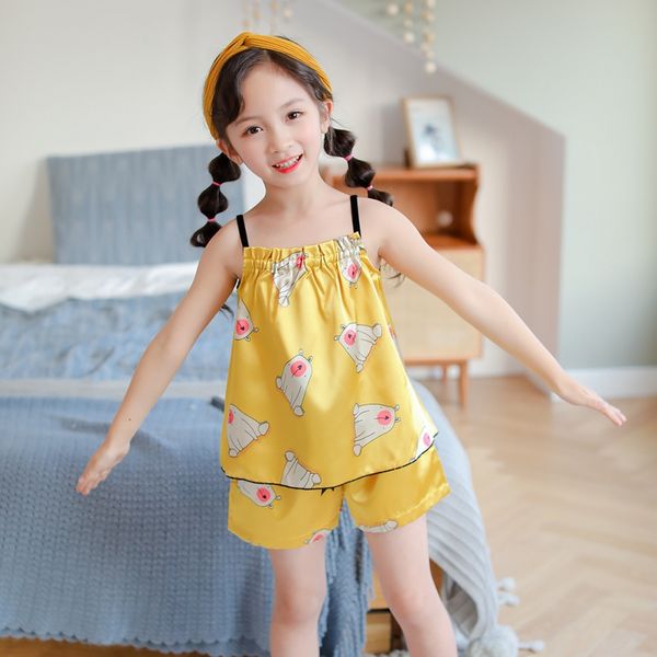 summer kids silky satin pajama set sling vest spring baby girls print nightwear outfit homewear, Blue;red
summer kids silky satin pajama set sling vest spring baby girls print nightwear outfit homewear, Blue;red