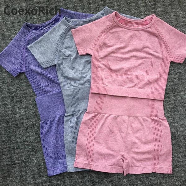 women short sleeve yoga set 2 piece vital seamless sport suit gym clothes fitness crop shirt running high waist shorts
women short sleeve yoga set 2 piece vital seamless sport suit gym clothes fitness crop shirt running high waist shorts