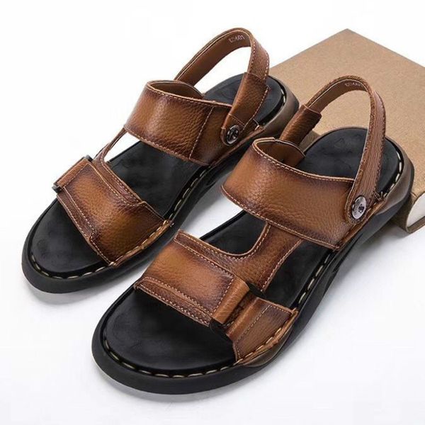 2020 summer genuine leather sandals casual shoes men vintage dual-use soft soft beach sandals breathable light sewing slippers, Black
2020 summer genuine leather sandals casual shoes men vintage dual-use soft soft beach sandals breathable light sewing slippers, Black