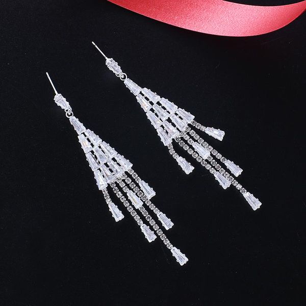 new crystals tassel drop earrings for women zircon rhinestone dangle earring accessories fashion wedding jewelry gifts e676, Silver
new crystals tassel drop earrings for women zircon rhinestone dangle earring accessories fashion wedding jewelry gifts e676, Silver