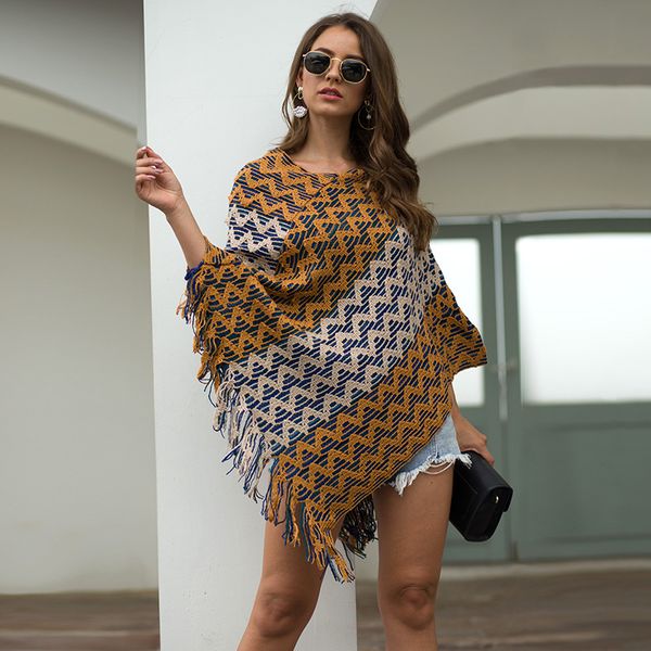 winter travel women's sweater knitted pullover sweaters fringed shawl cloak fringed wavy diagonal striped ladies sweater women, Black
winter travel women's sweater knitted pullover sweaters fringed shawl cloak fringed wavy diagonal striped ladies sweater women, Black