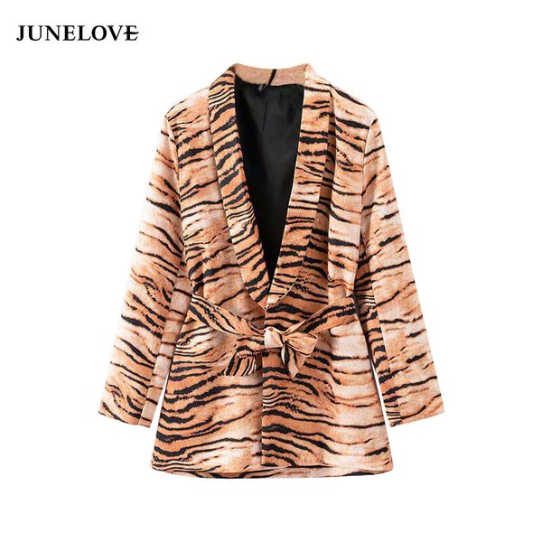 junelove women new winter long sleeve vintage blazers casual sashes female tiger animal print blazers retro belt lady outwears, White;black
junelove women new winter long sleeve vintage blazers casual sashes female tiger animal print blazers retro belt lady outwears, White;black