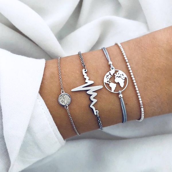 new designer boho multilayer bead bracelet world map bracelet ecg charm bracelet silver plated pendant love simple bangle vintage jewelry, Golden;silver
new designer boho multilayer bead bracelet world map bracelet ecg charm bracelet silver plated pendant love simple bangle vintage jewelry, Golden;silver