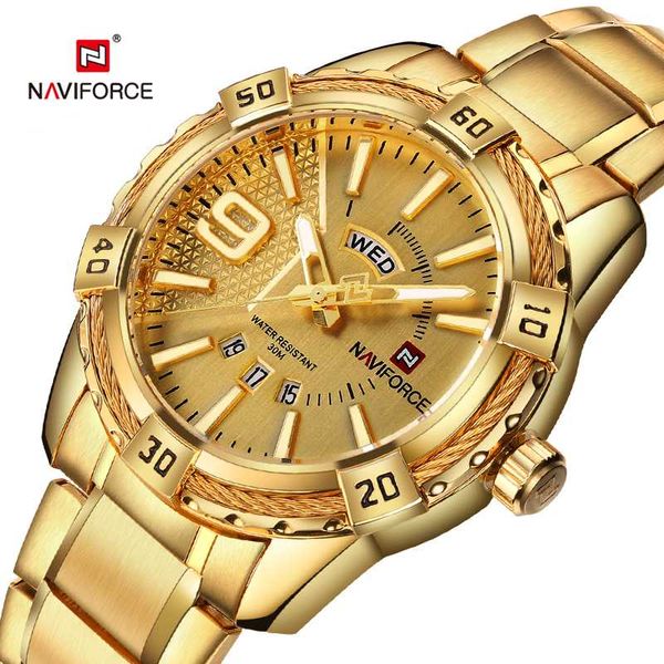 naviforce mens sport watch gold full steel quartz watches men date waterproof clock man relogio masculino, Slivery;brown
naviforce mens sport watch gold full steel quartz watches men date waterproof clock man relogio masculino, Slivery;brown