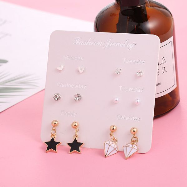 2019 new fashion women earrings for women cute stars geometric earrings monday to saturday korean 6 pairs set a week, Golden;silver
2019 new fashion women earrings for women cute stars geometric earrings monday to saturday korean 6 pairs set a week, Golden;silver