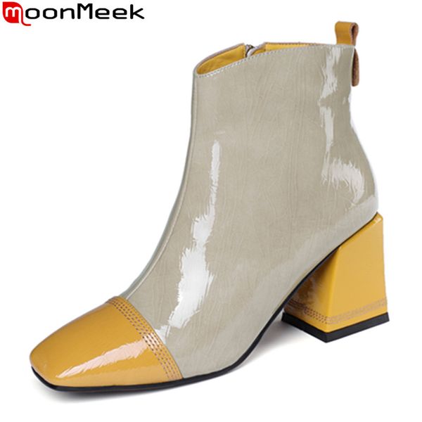 moonmeek 2020 popular genuine leather ankle boots for woman thick high heels square toe fashion women boots, Black
moonmeek 2020 popular genuine leather ankle boots for woman thick high heels square toe fashion women boots, Black