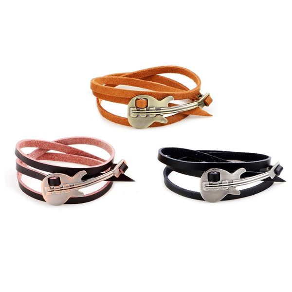 link, chain imayson punk fashion multilayer leather alloy guitar bracelet for men vintage cuff wrap rope wristband personalized jewelry gift, Black
link, chain imayson punk fashion multilayer leather alloy guitar bracelet for men vintage cuff wrap rope wristband personalized jewelry gift, Black