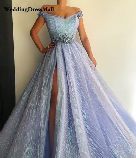 glitter blue off the shoulder prom dresses women elegant formal dress crystal beaded side split long evening party gowns, Black;red
glitter blue off the shoulder prom dresses women elegant formal dress crystal beaded side split long evening party gowns, Black;red