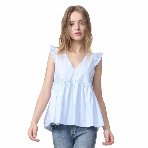 women women blouses women elegant ruffled blouses v neck back bow sleeveless pleated shirt sweet chic v neck blusas wa014, White
women women blouses women elegant ruffled blouses v neck back bow sleeveless pleated shirt sweet chic v neck blusas wa014, White