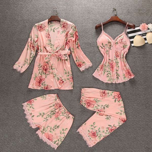 night robe spring womens 4pcs sleepwear sets strap pants suit casual pajamas nightwear kimono bath gown flowers l, Blue;gray
night robe spring womens 4pcs sleepwear sets strap pants suit casual pajamas nightwear kimono bath gown flowers l, Blue;gray