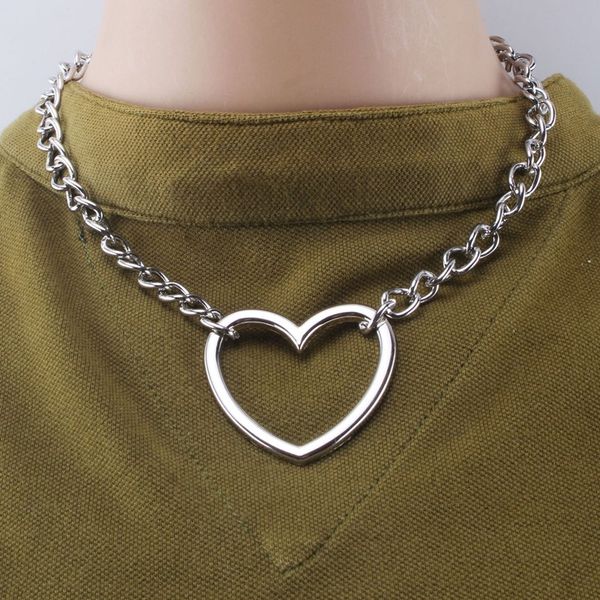 hip-hop punk alloy heart thick chain necklace simple new wild sweater chain personality y neck decoration suspension, Silver
hip-hop punk alloy heart thick chain necklace simple new wild sweater chain personality y neck decoration suspension, Silver
