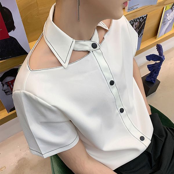 men summer hollow short sleeve casual white shirt male women fashion streetwear party dress shirt stage show clothing, White;black
men summer hollow short sleeve casual white shirt male women fashion streetwear party dress shirt stage show clothing, White;black