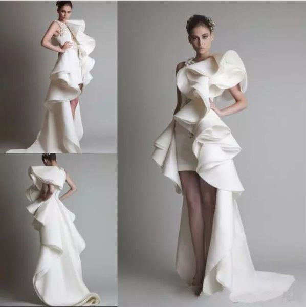 krikor jabotian designed prom dresses one shoulder appliques ruffles sheath hi-lo organza pageant dress white ivory tiered bridal gowns, Black
krikor jabotian designed prom dresses one shoulder appliques ruffles sheath hi-lo organza pageant dress white ivory tiered bridal gowns, Black