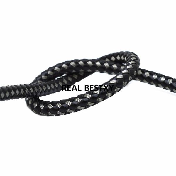 other 2m/lot approx 6mm black super fiber leather string rope steel wire braided cord bracelet findings diy jewelry making, Blue;slivery 
other 2m/lot approx 6mm black super fiber leather string rope steel wire braided cord bracelet findings diy jewelry making, Blue;slivery