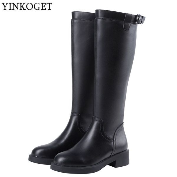 yinkoget natural genuine leather women medium high boots heel mid-calf boots autumn winter girl charming, Black
yinkoget natural genuine leather women medium high boots heel mid-calf boots autumn winter girl charming, Black