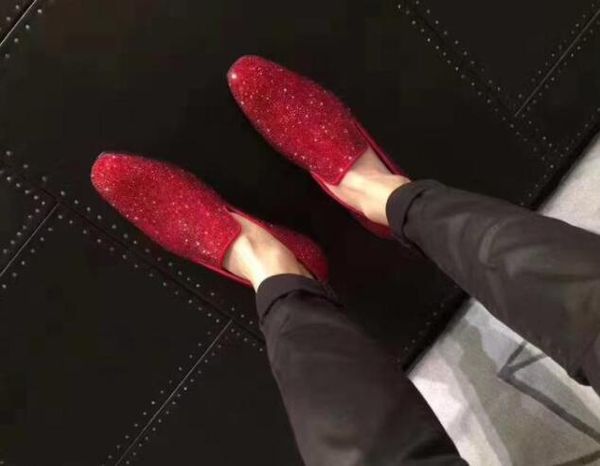 20 luxury fashion men wedding dress rhinestone strass flat red bottom loafers shoes slip on flat business fashion men walking red sole shoes, Black
20 luxury fashion men wedding dress rhinestone strass flat red bottom loafers shoes slip on flat business fashion men walking red sole shoes, Black