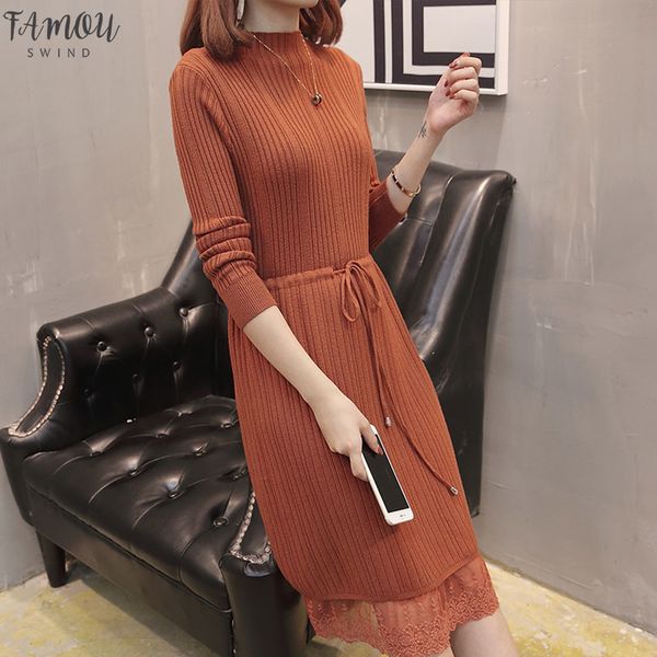 women's warm sweater dress autumn winter elastic soild long sleeve a-line knitting dress female patchwork lace knitted dress, Black;gray
women's warm sweater dress autumn winter elastic soild long sleeve a-line knitting dress female patchwork lace knitted dress, Black;gray