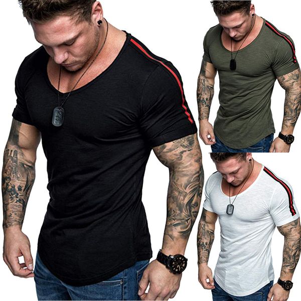 solid color ribbon stitching round neck t-shirt bottoming shirt sports fitness style t shirt men tees, White;black
solid color ribbon stitching round neck t-shirt bottoming shirt sports fitness style t shirt men tees, White;black