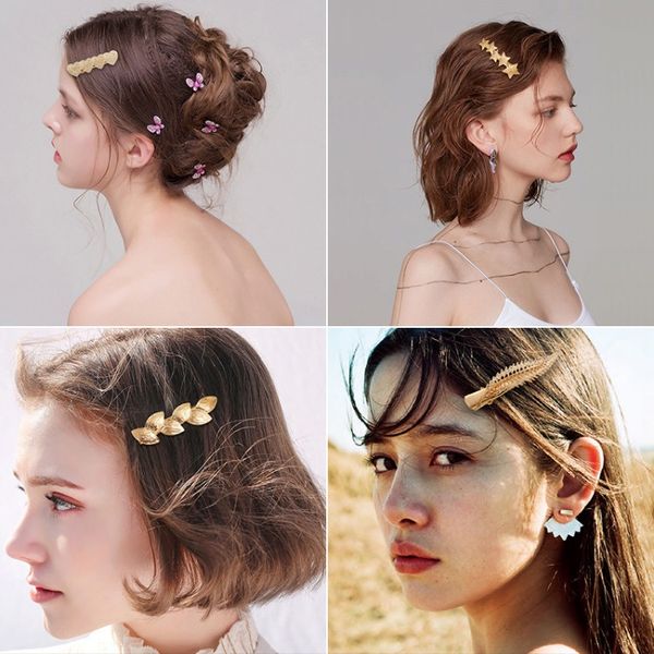 ins alloy gold leaves hair clips with pearls simple hairpin side duckbill star clip bangs wholesale, Golden;silver
ins alloy gold leaves hair clips with pearls simple hairpin side duckbill star clip bangs wholesale, Golden;silver