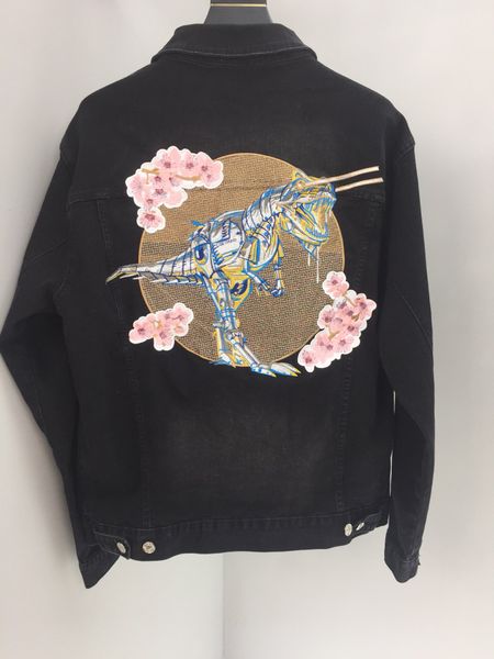 men's jean jacket streetwear hip hop flight jacket denim dinosaur embroidery ripped denim casual fashion jacket, Black;brown
men's jean jacket streetwear hip hop flight jacket denim dinosaur embroidery ripped denim casual fashion jacket, Black;brown