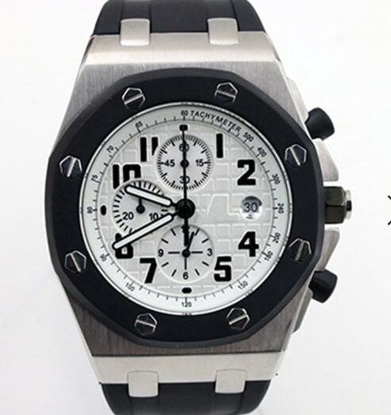 business style 42mm royal oak offshore rubber band mens watch fine workmanship white dial man watches quartz chrono outdoor wristwatches, Slivery;brown
business style 42mm royal oak offshore rubber band mens watch fine workmanship white dial man watches quartz chrono outdoor wristwatches, Slivery;brown