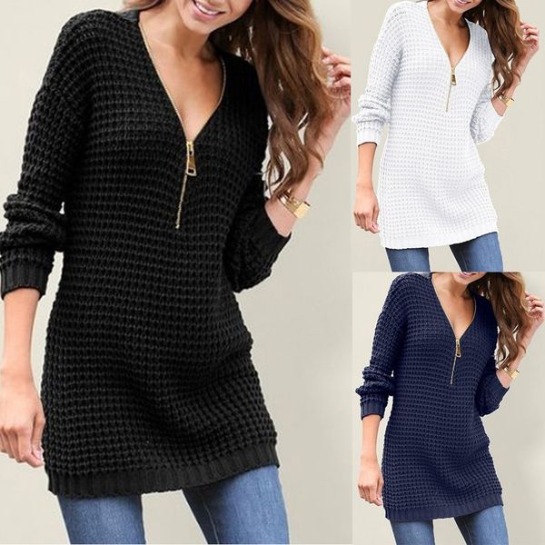 sweater women 2019 fashion warm solid sweater long sleeve slim fit v-neck with zipper knitting streetwear #5, White;black
sweater women 2019 fashion warm solid sweater long sleeve slim fit v-neck with zipper knitting streetwear #5, White;black