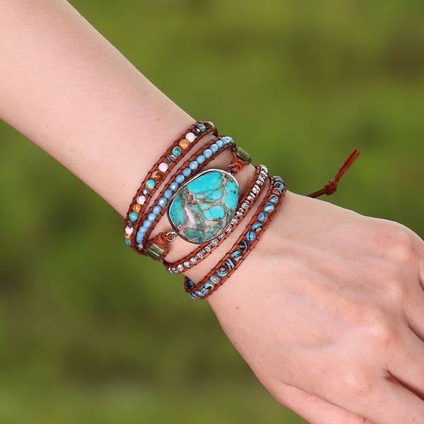 new leather wrap natural stone bracelet huge ocean stone bracelets jewelry tube beaded charms energy gifts for women men, Golden;silver
new leather wrap natural stone bracelet huge ocean stone bracelets jewelry tube beaded charms energy gifts for women men, Golden;silver