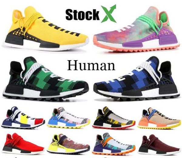 

black nerd human race nmd pharrell williams yellow bbc green plaid peace designer shoes sun glow hu holi mens women running shoes 36-46