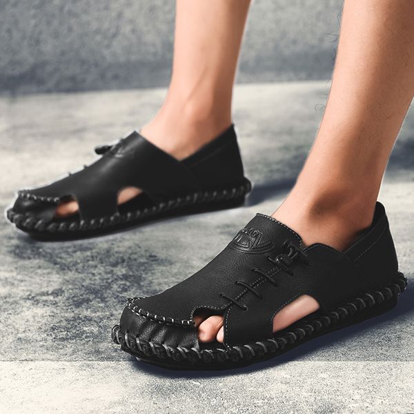 2019 summer sandals men slippers summer casual leather flat shoes soft comfortable beach sandals loafers big size, Black
2019 summer sandals men slippers summer casual leather flat shoes soft comfortable beach sandals loafers big size, Black