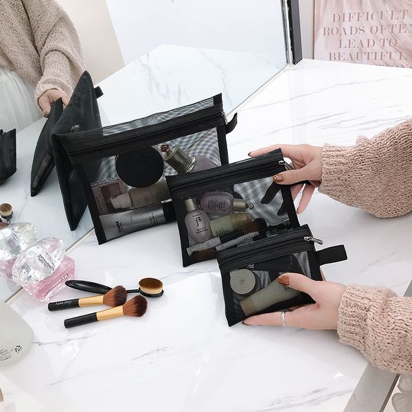 new korean version transparent gauze net cosmetic bag for portable travel