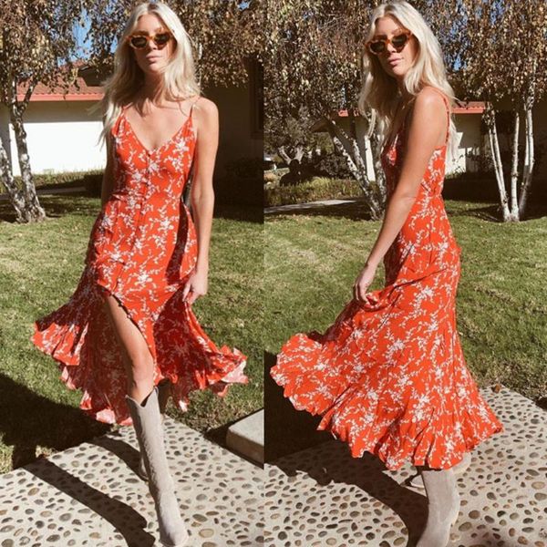 cover-ups summer womens sleeveless floral printed button v neck ruffle blackless long dress bohemian party beach vestidos#g3
cover-ups summer womens sleeveless floral printed button v neck ruffle blackless long dress bohemian party beach vestidos#g3