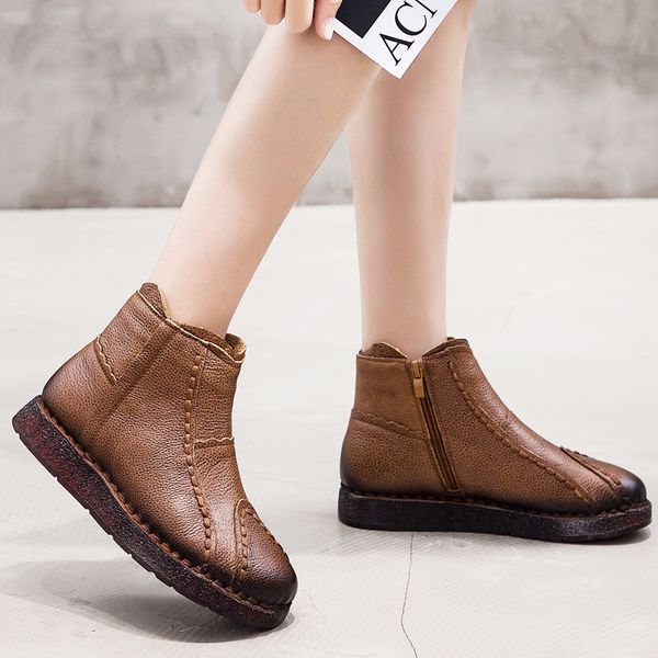 gktinoo women boots fashion handmade ankle boots genuine leather flat comfort soft bottom female casual shoes women, Black 
gktinoo women boots fashion handmade ankle boots genuine leather flat comfort soft bottom female casual shoes women, Black