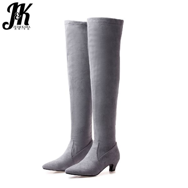 jk plus size 32-46 med cat heels women boots pointed toe footwear stretch female boot over the knee shoes woman 2018 winter new, Black
jk plus size 32-46 med cat heels women boots pointed toe footwear stretch female boot over the knee shoes woman 2018 winter new, Black