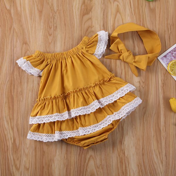 summer newborn baby girls lace bodysuit ruffles short sleeve yellow jumpsuit headband clothes 0-24m, White
summer newborn baby girls lace bodysuit ruffles short sleeve yellow jumpsuit headband clothes 0-24m, White