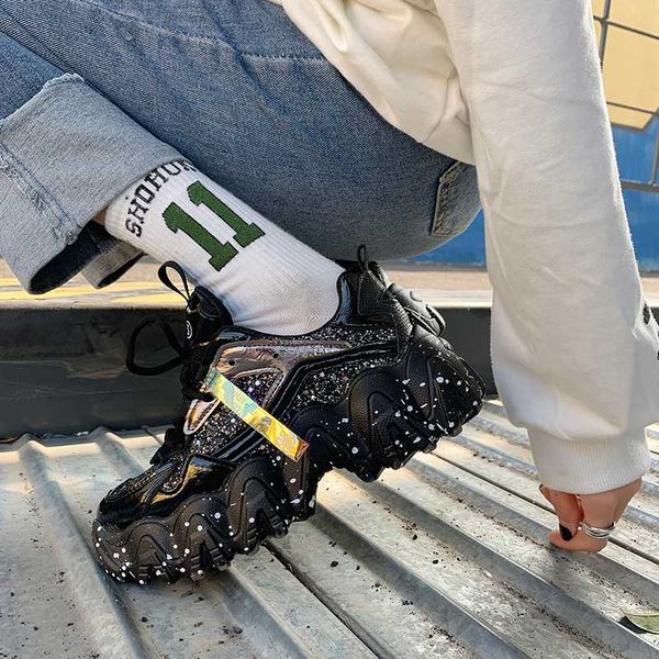 women fashion sneakers walking shoes ladies casual shoes dad lace-up platform thick sole sneakers for spring and summer, Black
women fashion sneakers walking shoes ladies casual shoes dad lace-up platform thick sole sneakers for spring and summer, Black