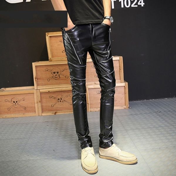 2020 new fashion pu faux leather mens pants motorcycle zipper punk men slim fit trousers casual nightclub skinny pencil pants, Black
2020 new fashion pu faux leather mens pants motorcycle zipper punk men slim fit trousers casual nightclub skinny pencil pants, Black