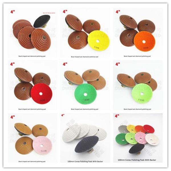 diatool 4pcs 4 inch convex wet diamond polishing pads with backer for marble granite ceramic 100mm bowl shaped sanding disc
diatool 4pcs 4 inch convex wet diamond polishing pads with backer for marble granite ceramic 100mm bowl shaped sanding disc