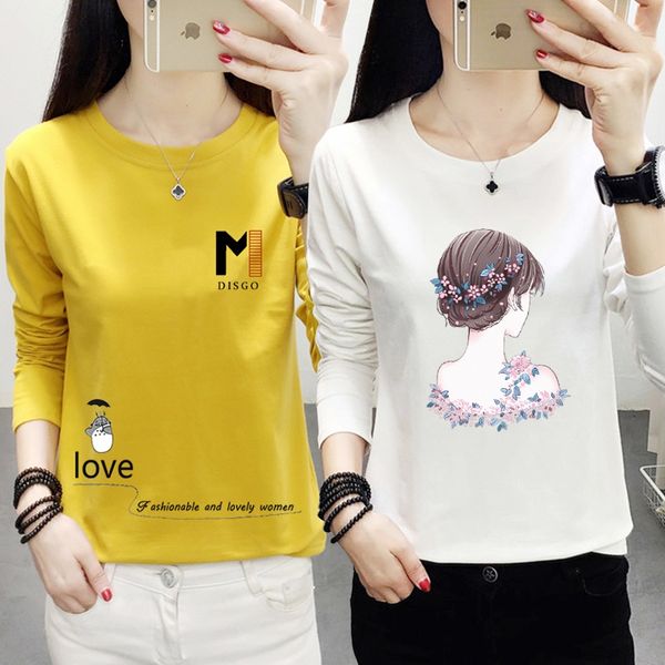 long sleeve t- women's 2019 loose t- shirt thin women's autumn base shirt student women can wear outside, White
long sleeve t- women's 2019 loose t- shirt thin women's autumn base shirt student women can wear outside, White