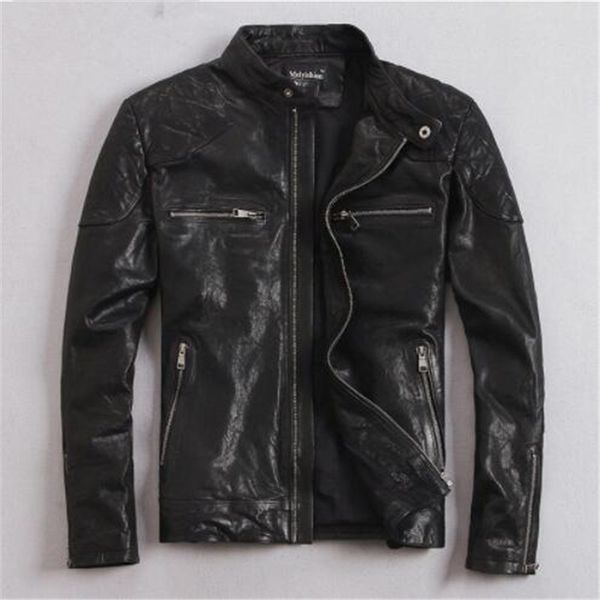 100% natural goat skin leather jacket men spring autumn short slim motocycle bomber jackets casacas de cuero, Black
100% natural goat skin leather jacket men spring autumn short slim motocycle bomber jackets casacas de cuero, Black