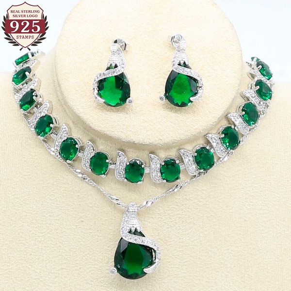 women 925 silver jewelry sets bridal green semi-precious bracelet necklace pendant stud earrings birthday gift
women 925 silver jewelry sets bridal green semi-precious bracelet necklace pendant stud earrings birthday gift