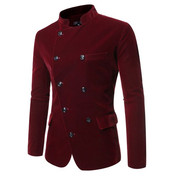men autumn double-breasted stand collar flannel velvet blazer suit jacket brand slim party formal business casual dress coat, White;black
men autumn double-breasted stand collar flannel velvet blazer suit jacket brand slim party formal business casual dress coat, White;black