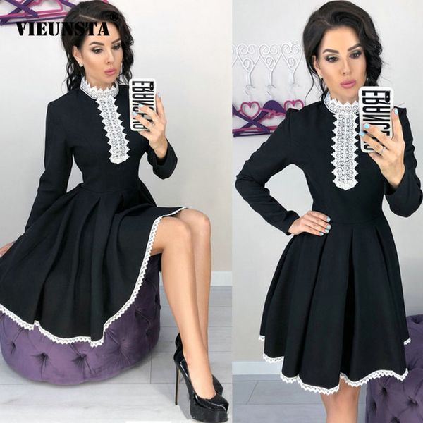vieunsta autumn winter dress new fashion women long sleeve patchwork lace dress 2019 casual crochet lace a-line mini femme, Black;gray
vieunsta autumn winter dress new fashion women long sleeve patchwork lace dress 2019 casual crochet lace a-line mini femme, Black;gray