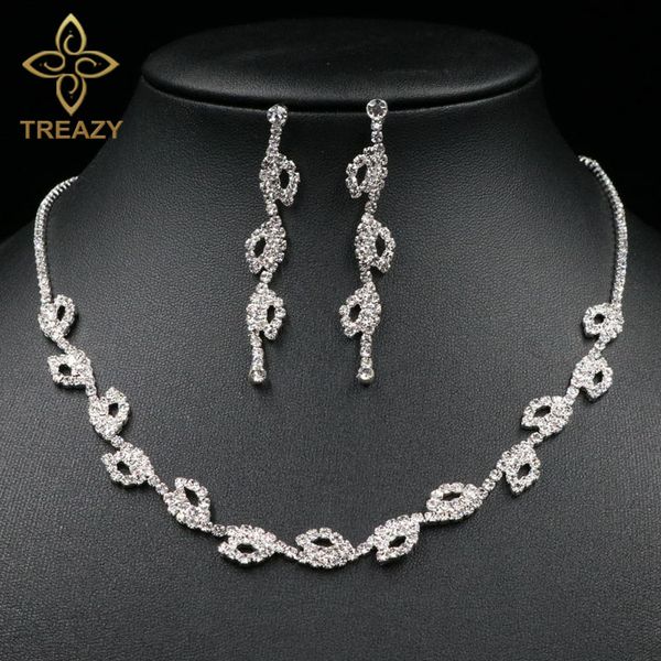 treazy sparkling crystal bridal jewelry sets silver color rhinestone leaves choker necklace earrings set wedding jewelry sets, Slivery;golden
treazy sparkling crystal bridal jewelry sets silver color rhinestone leaves choker necklace earrings set wedding jewelry sets, Slivery;golden