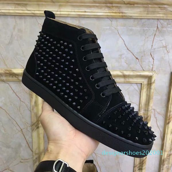 new designer sneakers red bottom shoe high low cut suede spike luxury shoes for men and women party wedding crystal leather sneakers, Black
new designer sneakers red bottom shoe high low cut suede spike luxury shoes for men and women party wedding crystal leather sneakers, Black