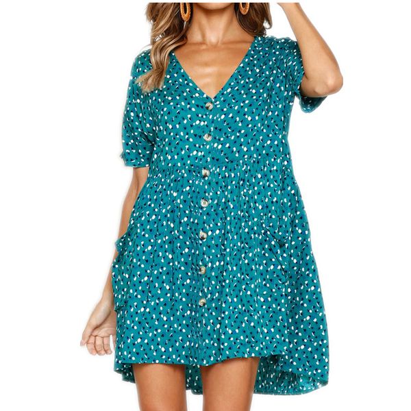 women front button half sleeve boho dress v neck summer dress vestidos leopard print mini casual loose dress, Black;gray
women front button half sleeve boho dress v neck summer dress vestidos leopard print mini casual loose dress, Black;gray